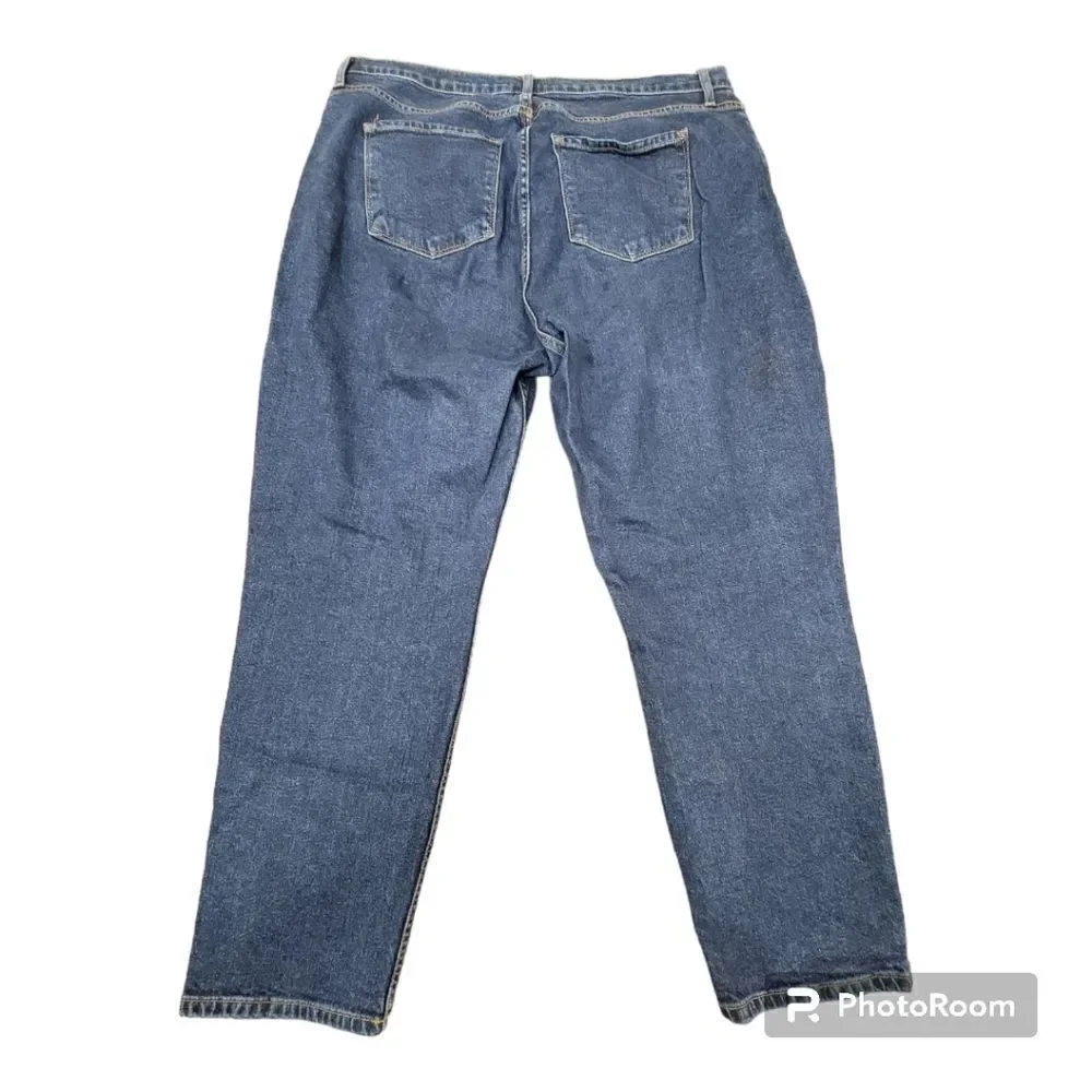 Fashion Nova Mom Jeans High-Rise Straight Leg Dark Wash Denim Size 2X